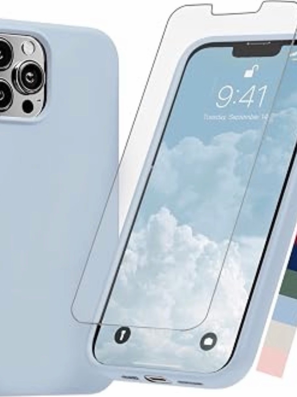 Compatible with iPhone Cover 13 Pro Case Silicone with Screen Protector Sky Blue